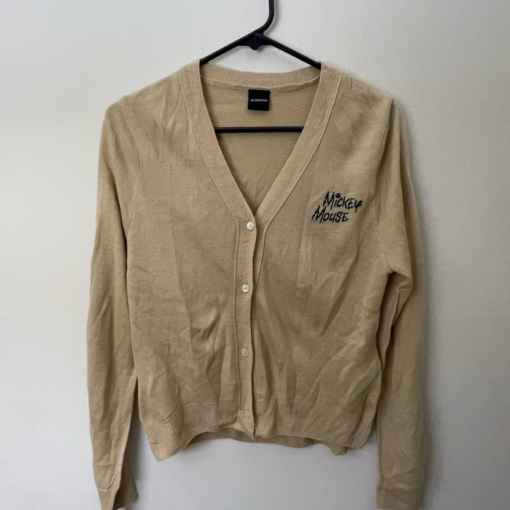 Disney Mickey Mouse Tan Cardigan Sweater - Picture 2 of 9